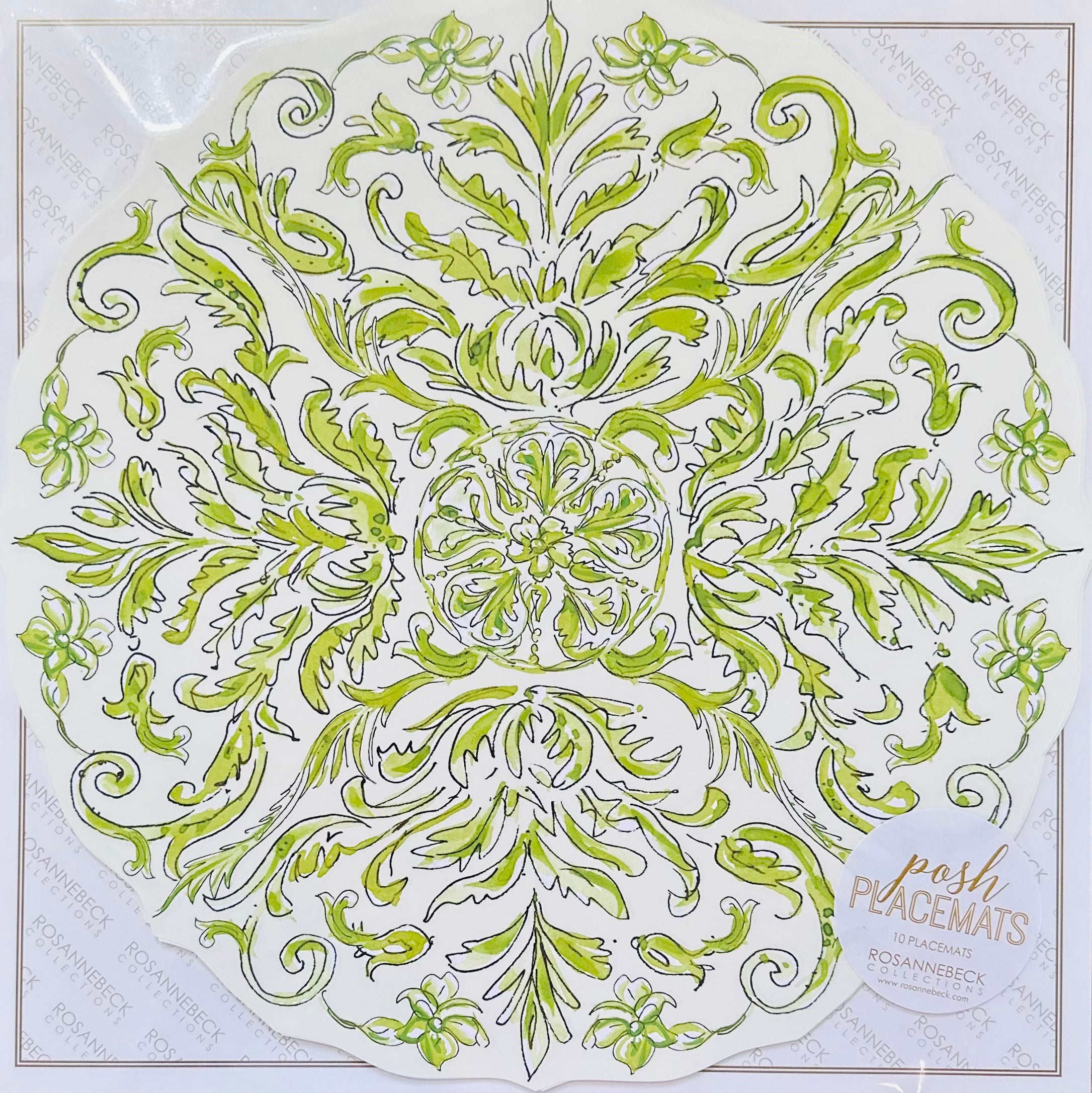 Fretwork Die-Cut Pet Bowl Mat in Green